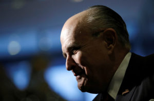 Former New York City Mayor Rudolph Giuliani speaks to members of the news media after meeting with U.S. President-elect Donald Trump at Trump Tower in New York, U.S. November 22, 2016. REUTERS/Mike Segar - RC1A0BFB5A40