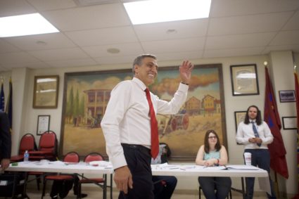 HAZLETON, PA - MAY 15: Rep. Lou Barletta (R-PA) waves after casting his vote in the 2018 Pennsylvania Primary Election for U.S. Senator at the Hazleton Southside Fire Station polling station on May 15, 2018 in Hazleton, Pennsylvania. In the second major May primary day nationwide, four states go to the polls: Idaho, Nebraska, Oregon, and Pennsylvania. (Photo by Mark Makela/Getty Images)