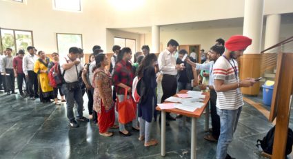 NEW DELHI, INDIA - MAY 28: Students and parents attend the Open Day session for the new academic year 2018-19 at Conference Center, Delhi University, North Campus, on May 28, 2018 in New Delhi, India. (Photo by Sushil Kumar/Hindustan Times via Getty Images)