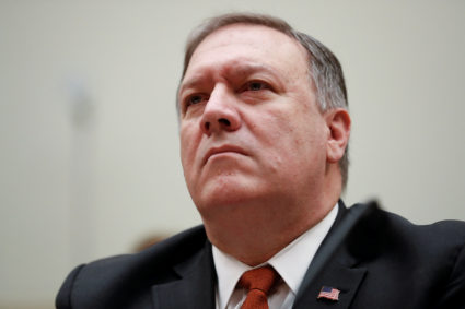 Secretary of State Mike Pompeo testifies at a hearing of the U.S. House Foreign Affairs Committee on Capitol Hill in Washington, D.C. Photo by Leah Millis/Reuters