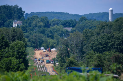 Construction work continues on Sunoco's Mariner East II natural gas pipeline near Morgantown in Chester County, Pennsylvania, August 1, 2017. REUTERS/Charles Mostoller - RC1CCA04ED20