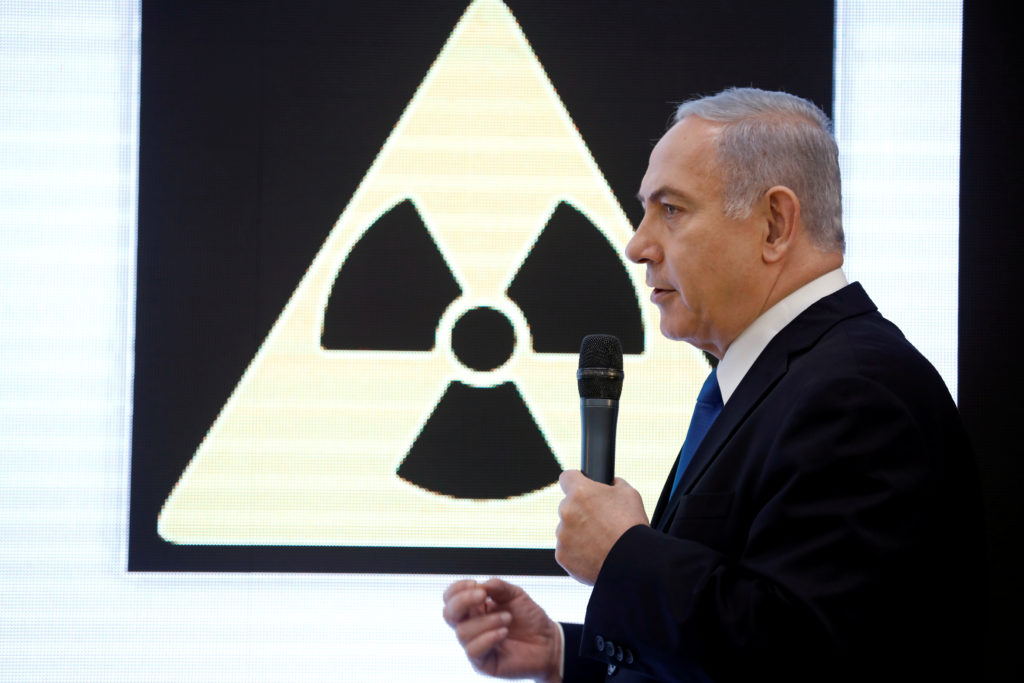 Israeli Prime minister Benjamin Netanyahu speaks during a news conference at the Ministry of Defence in Tel Aviv, Israel. ...