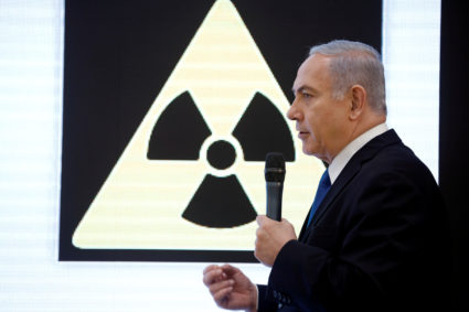 Israeli Prime minister Benjamin Netanyahu speaks during a news conference at the Ministry of Defence in Tel Aviv, Israel. Photo by Amir Cohen/Reuters