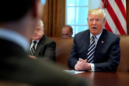 President Donald Trump holds a cabinet meeting at the White House in Washington, D.C. in May. Photo by Jonathan Ernst/Reuters