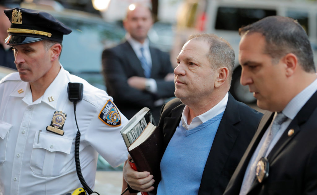 Film producer Harvey Weinstein arrives at the 1st Precinct in Manhattan in New York. Photo by Lucas Jackson/Reuters