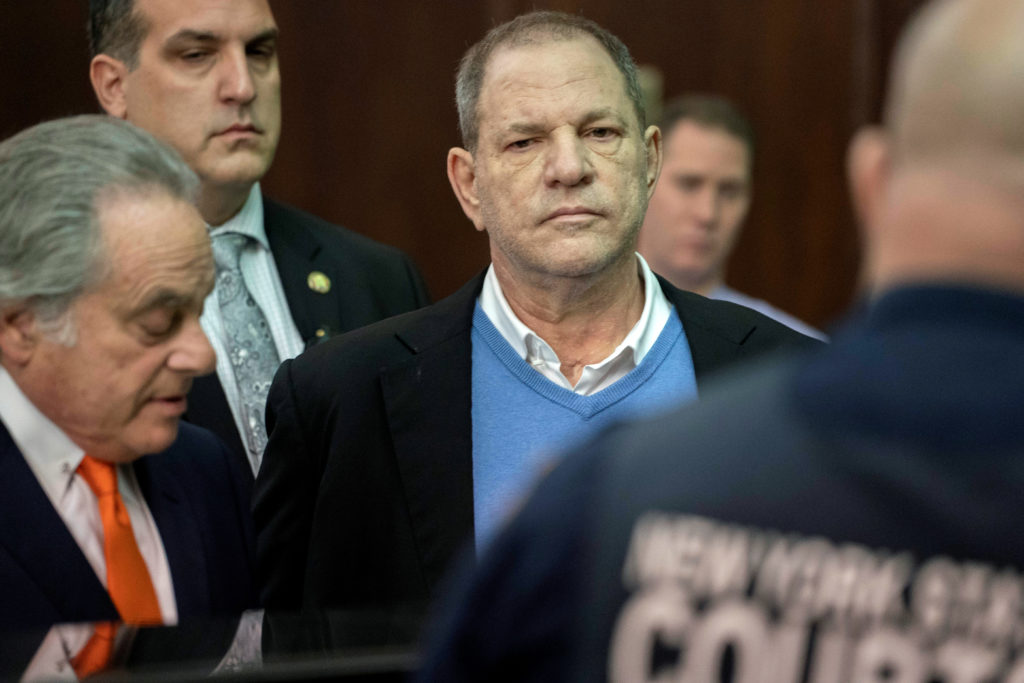 Film producer Harvey Weinstein (R) stands with his lawyer Benjamin Brafman (L) inside Manhattan Criminal Court during his ...