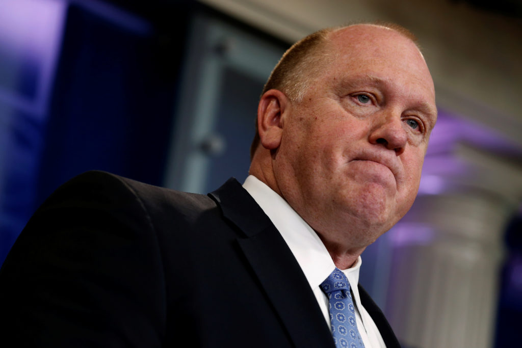 U.S. Immigration and Customs Enforcement (ICE) acting director Thomas Homan addresses the daily briefing at the White Hous...