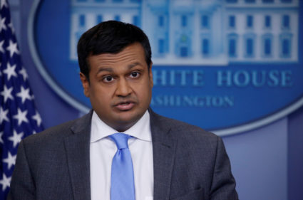 Principal deputy press secretary Raj Shah holds the daily press briefing at the White House in Washington, D.C. Photo by Leah Millis/Reuters
