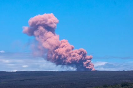 An ash cloud rises above Kilauea Volcano after it erupted, on Hawaii's Big Island May 3, 2018, in this photo obtained from social media. Photo by Janice Wei/via REUTERS