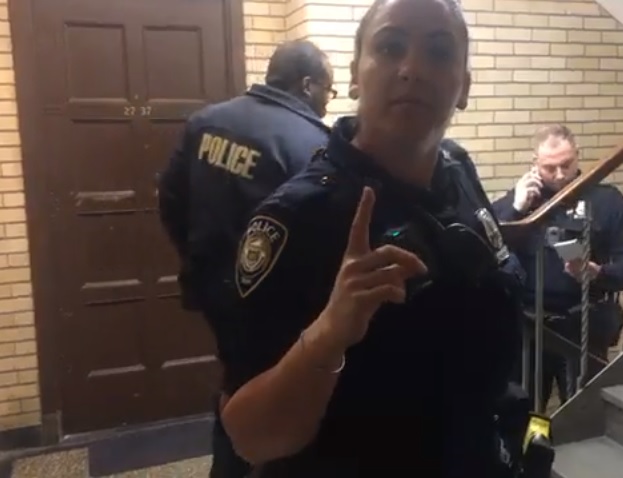 A still from a Facebook Live stream from Yale student Lolade Siyonbola's account that captures her encounter with universi...