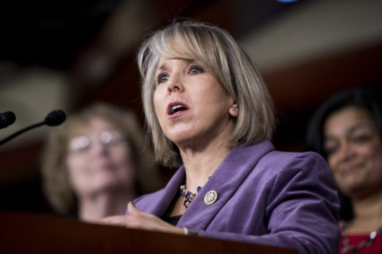 UNITED STATES - FEBRUARY 15: Rep. Michelle Lujan Grisham, D-N.M., participates in the House Democrats' news conference "to hold President Trump accountable for his failed vision for America that has weakened our national security and dishonors our values as a nation" in the Capitol on Wednesday, Feb. 15, 2017. (Photo By Bill Clark/CQ Roll Call)