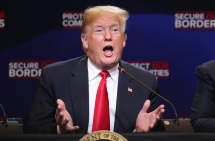 President Donald Trump speaks during a roundtable on immigration and the gang MS-13 at the Morrelly Homeland Security Center in Bethpage, New York. Photo by Kevin Lamarque/Reuters