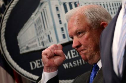 U.S. Attorney General Sessions and Secretary of Health and Human Services Azar attend a news conference on health care fraud and opioid enforcement in Washington