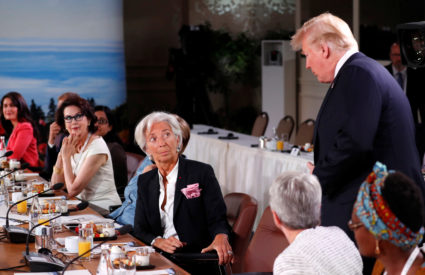 U.S. President Trump arrives at a G7 and Gender Equality Advisory Council meeting as part of a G7 summit in the Charlevoix city of La Malbaie