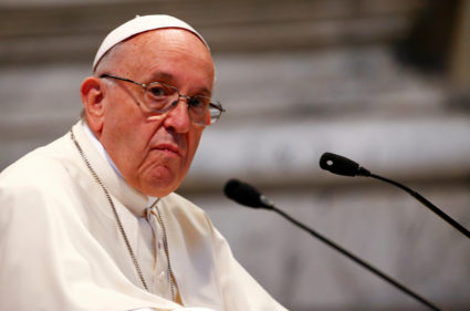 Pope Francis attends a meeting with faithful of the diocese of Rome at Saint John Lateran Basilica in Rome, Italy. Photo by Tony Gentile/Reuters