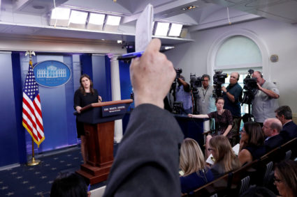 White House Press Secretary Sarah Huckabee Sanders holds the daily briefing at the White House in Washington, D.C. Photo by Leah Millis/Reuters