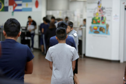 Occupants at Casa Padre, an immigrant shelter for unaccompanied minors, in Brownsville, Texas, are seen in this photo provided by the U.S. Department of Health and Human Services on June 14, 2018. Photo by ACF/HHS/Handout via Reuters