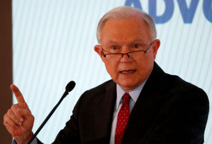 Attorney General Jeff Sessions discusses a new Justice Department initiative on religious liberty during an event at the Orthodox Union Advocacy Center's Annual Leadership Mission to DC in Washington, D.C. Photo by Jim Bourg/Reuters