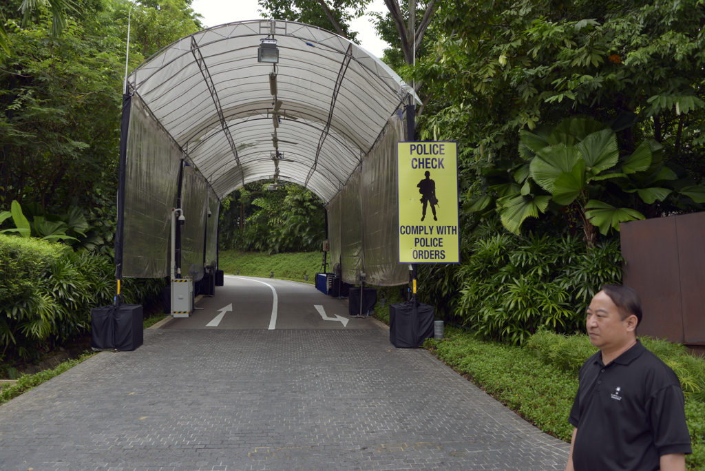 Entrance to Capella Singapore, the resort hotel on Sentosa island where President Donald Trump and North Korean leader Kim...