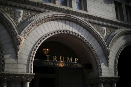 The entrance of Trump International Hotel is seen in downtown Washington, U.S., June 28, 2017. REUTERS/Carlos Barria - RC1643E38B30