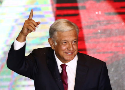Andres Manuel Lopez Obrador addresses supporters after Mexico's presidential election on July 1. Photo by Edgard Garrido/Reuters