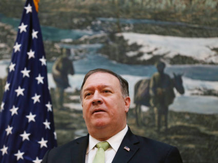 U.S. Secretary of State Mike Pompeo, speaks during a news conference in Kabul, Afghanistan. Photo by Omar Sobhani/Reuters