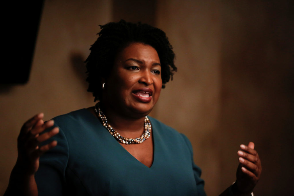 Stacey Abrams, running for the Democratic primary for Georgia's 2018 governor's race, speaks at a Young Democrats of Cobb County meeting. Photo by Chris Aluka Berry/Reuters