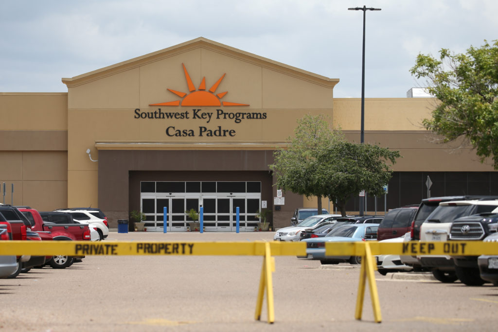 Casa Padre, an immigrant shelter for unaccompanied minors, is pictured in Brownsville, Texas on June 19. Photo by Loren El...