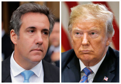 A combination photo shows President Donald Trump's one-time personal attorney, Michael Cohen, and Trump. Photos by Lucas Jackson, Leah Millis/Reuters
