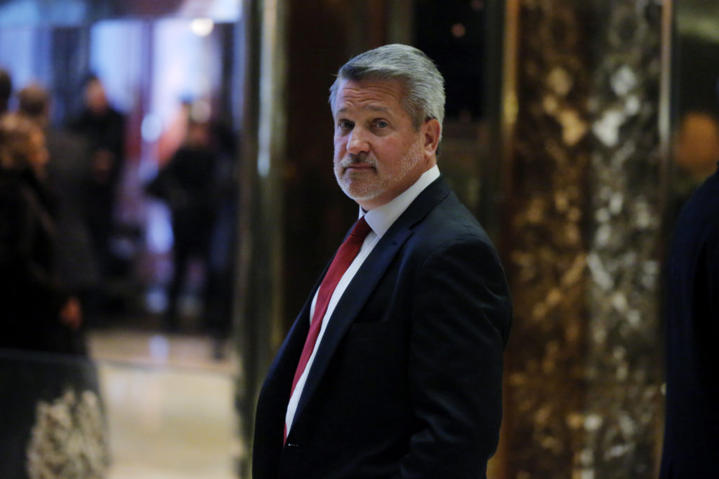 Fox News President Bill Shine departs after meeting with U.S. President-elect Donald Trump at Trump Tower in the Manhattan...