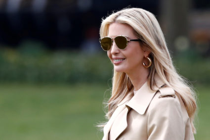 FILE PHOTO: Ivanka Trump departs the White House for a trip to Cleveland, Ohio, in Washington D.C., U.S., March 29, 2018. REUTERS/Carlos Barria/File Photo -