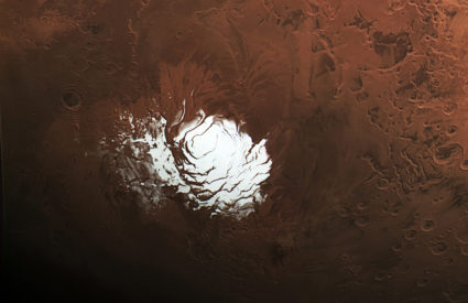 View of Mars' south polar ice cap as captured by the European Space Agency’s Mars Express. Photo by ESA/DLR/FU Berlin, CC BY-SA 3.0 IGO