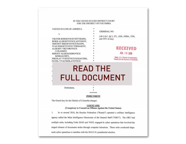 Read Mueller’s full indictment against 12 Russian officers for election ...