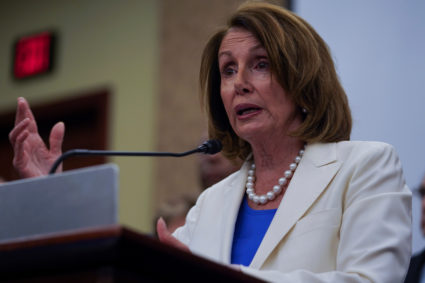 House Minority Leader Nancy Pelosi (D-CA) speaks during a press conference on the Trump Administration's tax cuts at the U.S. Capitol Visitors Center in Washington, U.S., on June 22, 2018. REUTERS/Toya Sarno Jordan