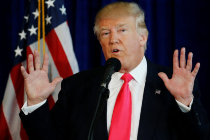 U.S. Republican presidential nominee Donald Trump speaks at a campaign event at Trump Doral golf course in Miami, Florida, U.S. July 27, 2016. REUTERS/Carlo Allegri