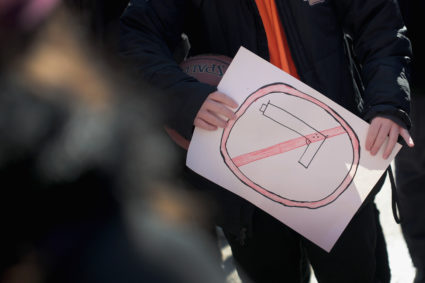 Students share thoughts about gun violence after walking out of their classes at Community Links High School in the city's violence-prone Little Village neighborhood on the city's Westside in March 2018 in Chicago, Illinois. Photo by Scott Olson/Getty Images