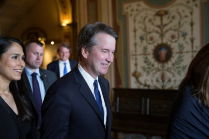 U.S. Supreme Court nominee Brett Kavanaugh seen before meeting with U.S. Senator Amy Klobuchar at the Hart Senate Office Building in Washington, U.S., August 21, 2018. REUTERS/Alex Wroblewski