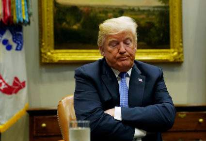 U.S. President Donald Trump reacts while holding a roundtable on the Foreign Investment Risk Review Modernization Act at the White House in Washington, U.S., August 23, 2018. REUTERS/Kevin Lamarque - RC132A67DEE0