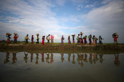 Rohingya refugees continue to make their way after crossing from Myanmar into Palang Khali, near Cox's Bazar, Bangladesh, on Nov. 2, 2017. Photo by Hannah McKay/Reuters