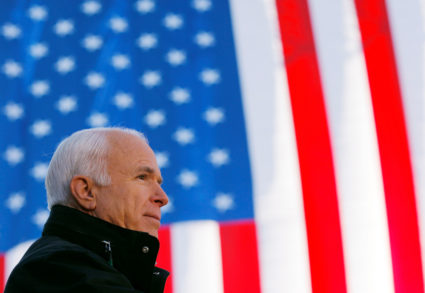 FILE PHOTO - U.S. Republican presidential nominee Senator John McCain (R-AZ) speaks at a campaign rally in Defiance, Ohio October 30, 2008. REUTERS/Brian Snyder/File Photo - RC16C0BD7420