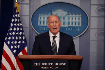 U.S. Director of National Intelligence Dan Coats addresses the news media in the White House press briefing room at the White House in Washington, U.S., August 2, 2018. REUTERS/Carlos Barria