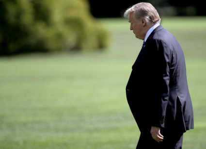 WASHINGTON, DC - SEPTEMBER 06: U.S. President Donald Trump departs the White House September 6, 2018 in Washington, DC. Trump is scheduled to travel to Montana for a rally later today and a fundraiser in North Dakota tomorrow. (Photo by Win McNamee/Getty Images)