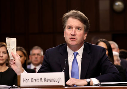 U.S. Supreme Court nominee judge Brett Kavanaugh testifies during his Senate Judiciary Committee confirmation hearing on Capitol Hill in Washington, U.S., September 5, 2018. REUTERS/Chris Wattie - RC1C29CF7C20