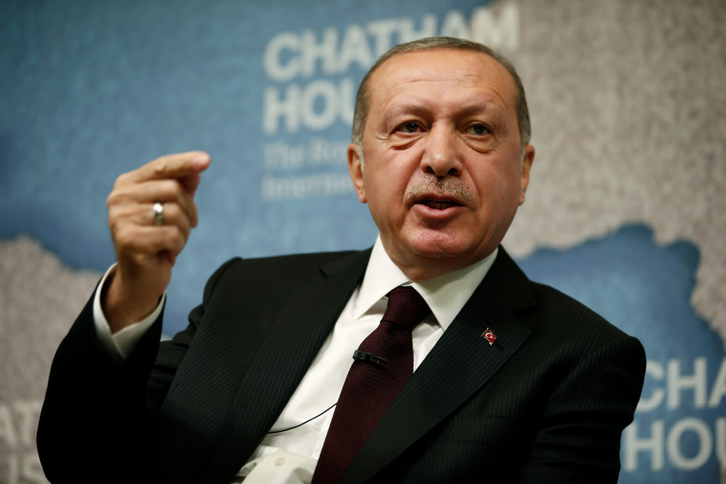 The President of Turkey, Recep Tayyip Erdogan, speaks at Chatham House in central London, Britain. Photo by Henry Nicholls...