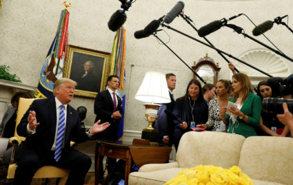 President Donald Trump speaks to reporters at the White House on Sept. 5. Photo by Kevin Lamarque/Reuters