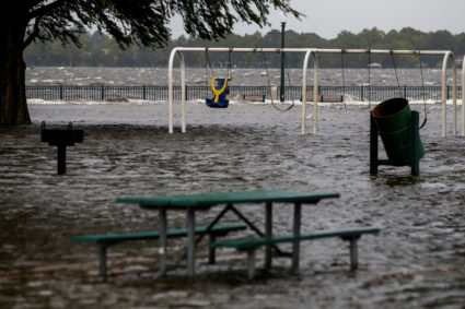 The Union Point Park Complex is seen flooded as the Hurricane Florence comes ashore in New Bern, North Carolina. Photo by Eduardo Munoz/Reuters