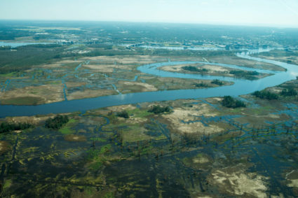 Flooding is seen in and around Wilmington, North Carolina, U.S., September 19, 2018 in this picture obtained from social media on September 21, 2018. ALAN CRADICK, CAPE FEAR RIVER WATCH/via REUTERS THIS IMAGE HAS BEEN SUPPLIED BY A THIRD PARTY. MANDATORY CREDIT. NO RESALES. NO ARCHIVES. - RC14B9D58BB0