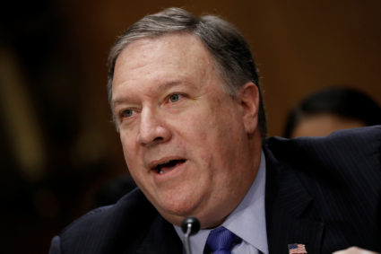 Secretary of State Mike Pompeo testifies before the Senate Foreign Relations Committee in July. File photo by REUTERS/Aaron P. Bernstein