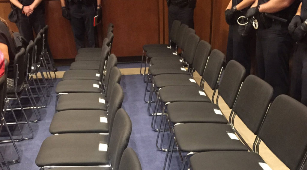 For 45 minutes on Wednesday, members of the public were cleared from the Senate Judiciary hearing for Brett Kavanaugh's ap...