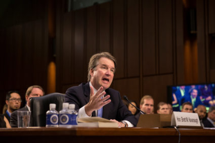 Supreme Court nominee Brett Kavanaugh testifies during the third day of his confirmation hearing before the Senate Judiciary Committee on Capitol Hill in Washington, U.S., September 6, 2018. REUTERS/Alex Wroblewski - RC1B05B3AE10